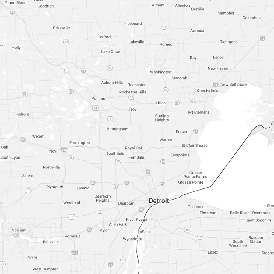 Grayscale map of southeast Michigan