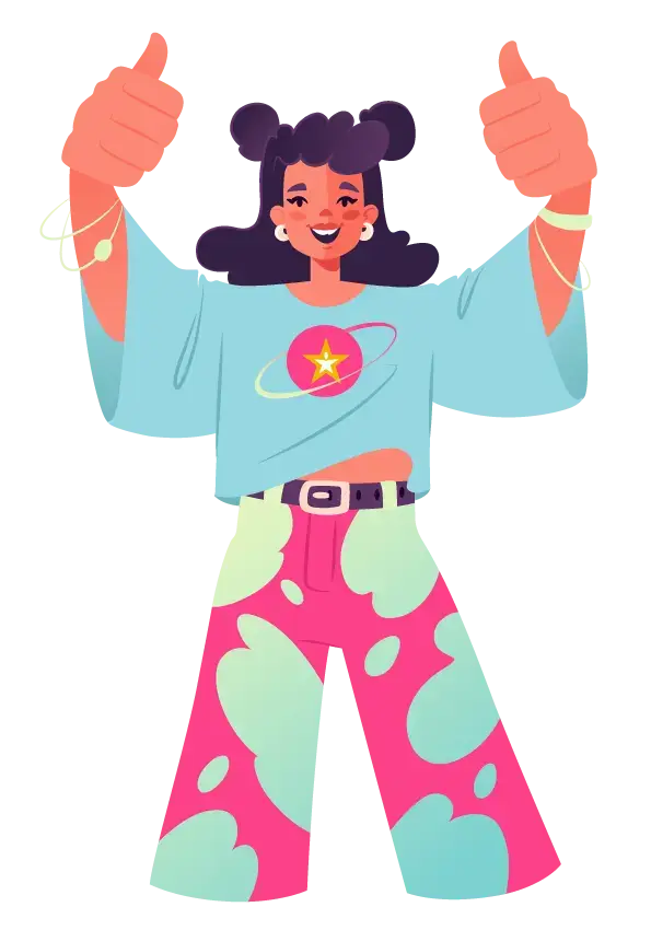 Happy, confident young girl, teenage girl showing Thumbs Up gesture. Satisfied, cheerful, smiling female student, approving gesture, body language. Character exuding positivity.