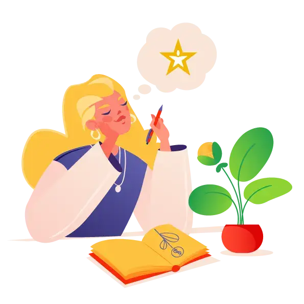 Girl dreams of future profits, pleasant spending. An investment of money, profitable business plan, metaphor. Vector cartoon illustration isolated